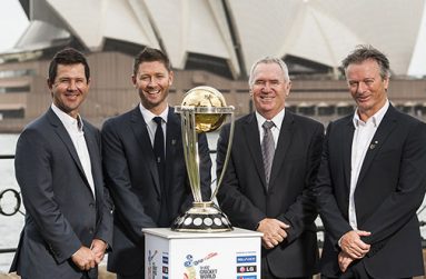Former Australia World Cup-winning captains Ricky Ponting, Allan Border and Steve Waugh are joined by current captain Michael Clarke.