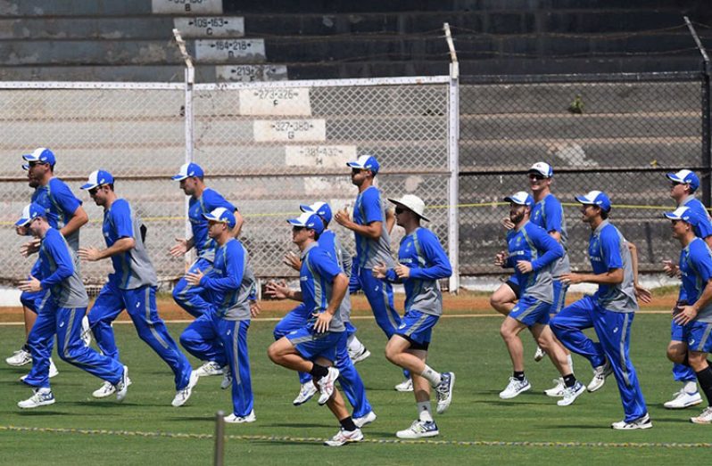 The Australia squad warm up at yesterday's Mumbai's training session.
