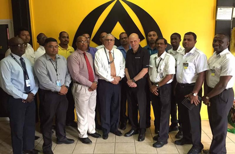 Course facilitator, Mr. M. Grace (fourth right) with GCCA, Roraima Airways and Air Services Ltd executives, and other beneficiaries of the aviation training programme, which commenced Monday (Photo courtesy of Roraima Airways)