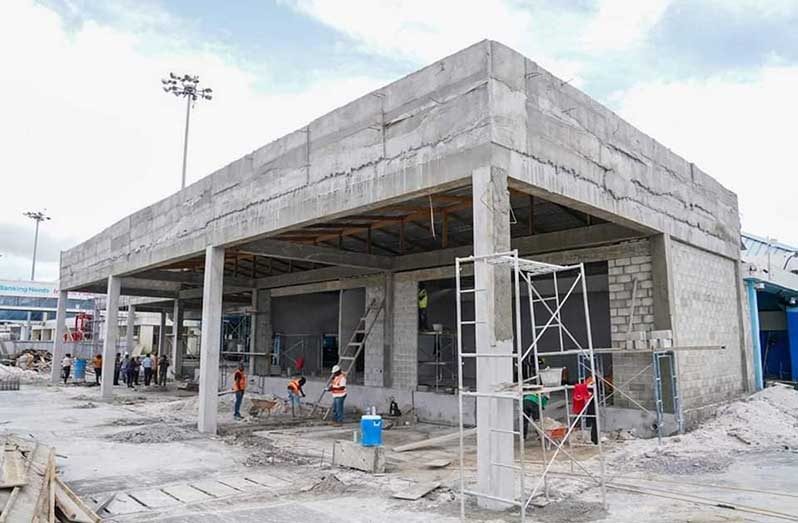 Ongoing construction on the in-line baggage system