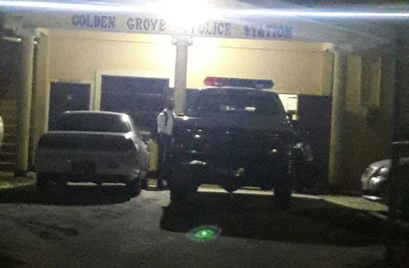 The white Toyota 212 (left) impounded at the Diamond Police Station