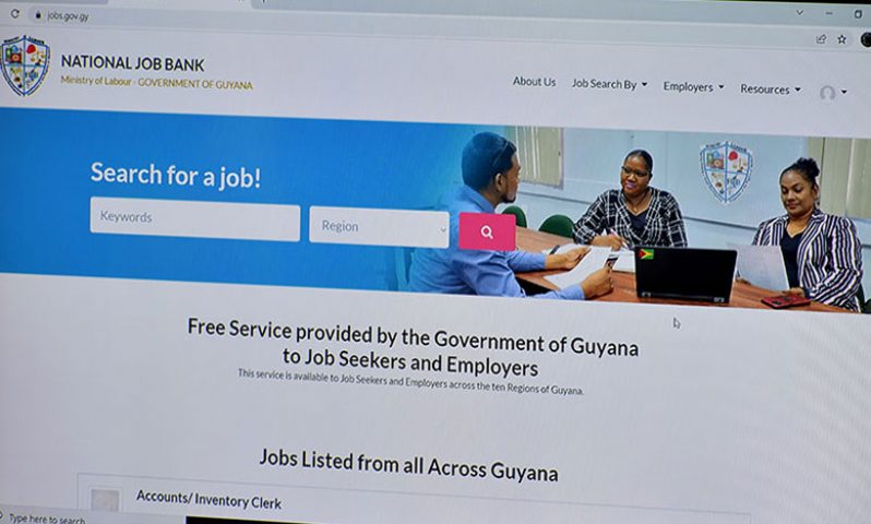 The homepage on the National Job Bank website