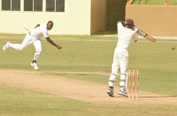 The Guyana Jaguars celebrate the dismissal of Tyron Theophile. (Adrian Narine photo)