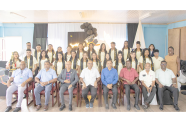 Minister of Health, Dr. Frank Anthony (centre), Director General Dr. Vishwa Mahadeo and regional officials pose with the 22 newly graduated Community Health Workers from Region Seven during the ceremony held at the Bartica Centre Ground