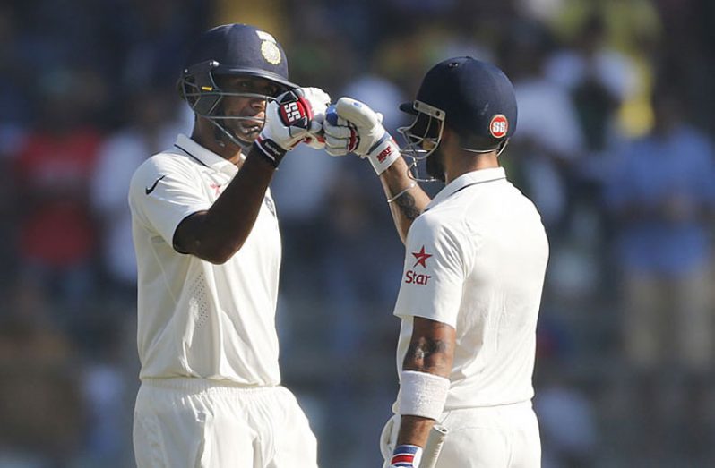 Virat Kohli and Jayant Yadav added an India record eighth-wicket stand., with kohli hitting 235 and Yadav  104 in  Mumbai on the fourth day.