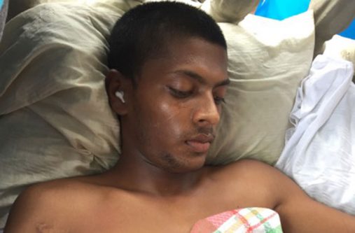 The bed-ridden Varshanand Dhalu