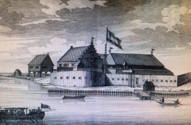 A sketch of Fort Nassau located50 miles up the Berbice River, as it looked in 1763.