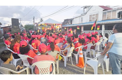 PPP/C supporters at the PPP/C’s meeting at Better Hope Market Square (Photo: Minister Anand Persaud/Facebook)