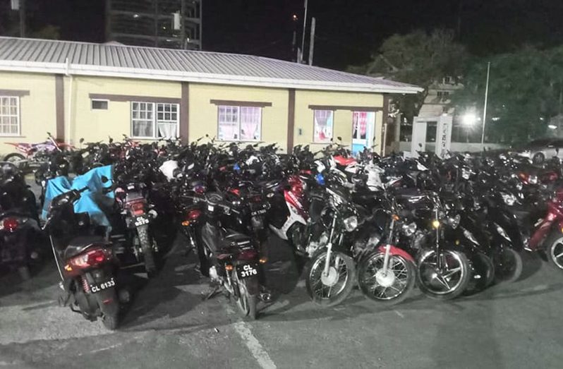 Motorcycles seized by police during the operation (Guyana Police Force Photo)