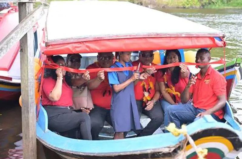 The new boat that will be used to transport Canal Bank students