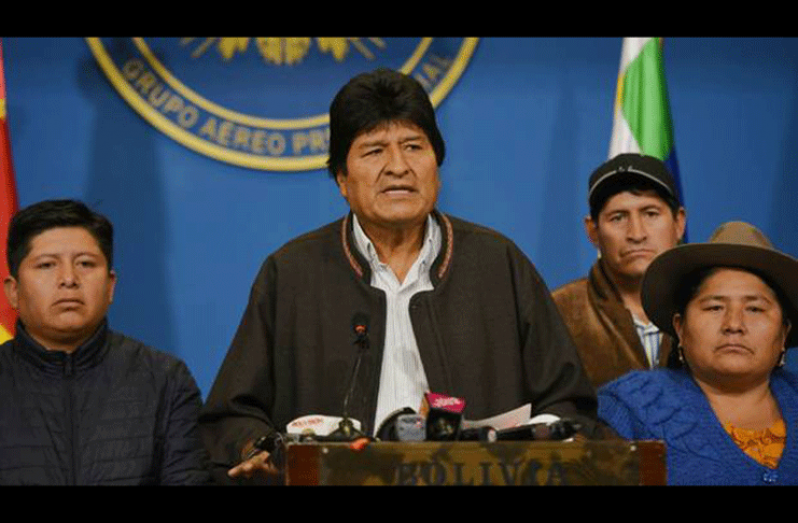 Bolivian President Evo Morales resigned amid tensions which followed his recent re-election