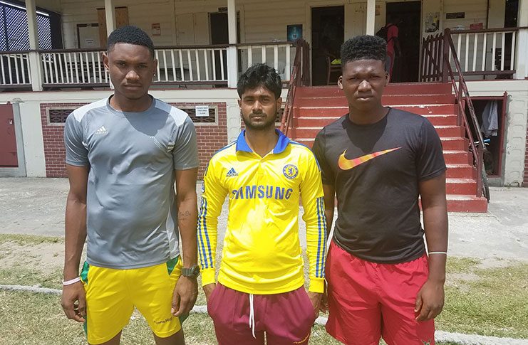 Medium-pacer Carlton Jacques (left) and left-arm spinners Totaram Bishun and Ashmead Nedd undermined GDF’s batting.