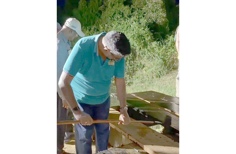 President Irfaan Ali oversaw the overnight rebuilding of the access bridge to the Save R Kids Children’s Home at Cornelia Ida, West Coast Demerara