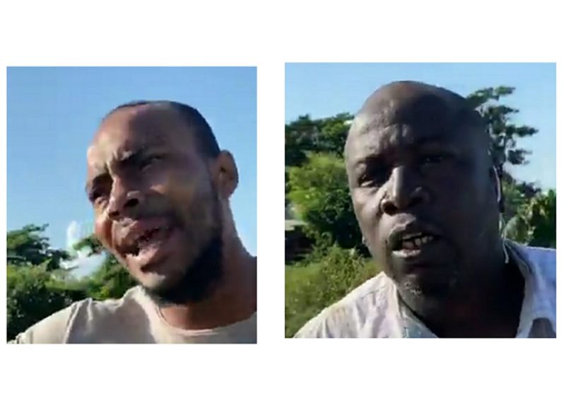 A screenshot of the two alleged trespassers from the Facebook live stream