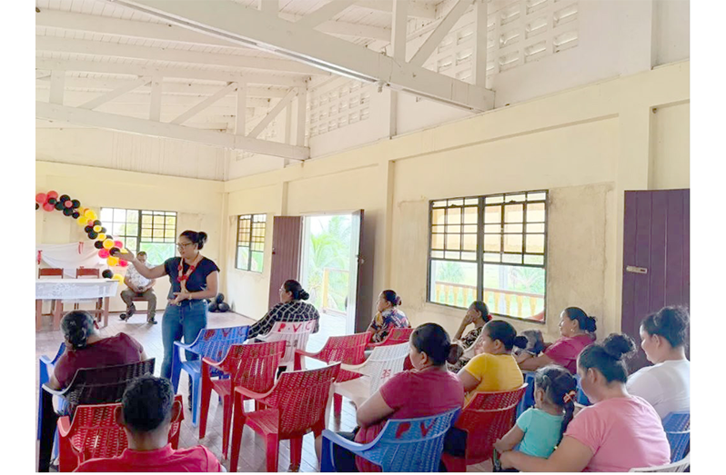 Minister of Amerindian Affairs, Sarah Browne-Shadeek, engages residents of Parakeese in Region One