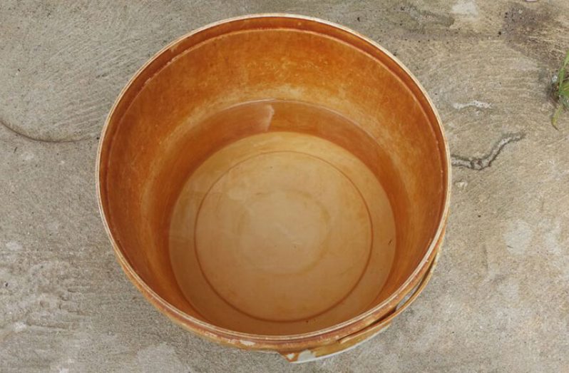 The state of the bucket Dave uses to fetch water