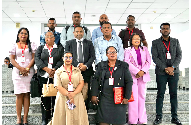 Region Two was represented by Regional Executive Officer Ms. Susanah Saywack; Mr. Omesh Sasenarayan; Deputy Regional Executive Officer, Mr. Kawan Suchit; Regional Engineer; Regional Education Officer Ms. Shondelle Hercules; Regional Health Officer Mr. Ranjeev Singh; Accounts Clerk Ms. Aasha Das; and Expenditure Planning and Management Analyst Ms. Portia Jacobs. Also pictured is Minister of Public Utilities and Aviation, Deodat Indar