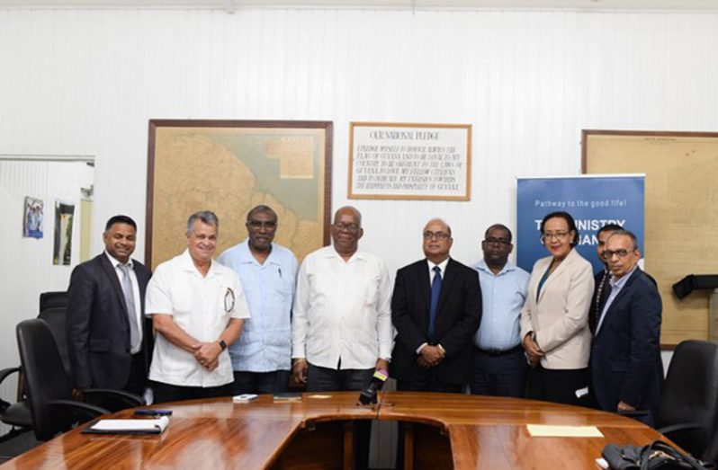 Minister of Finance, Winston Jordan [fourth from left] with Private Sector Commission (PSC) executives