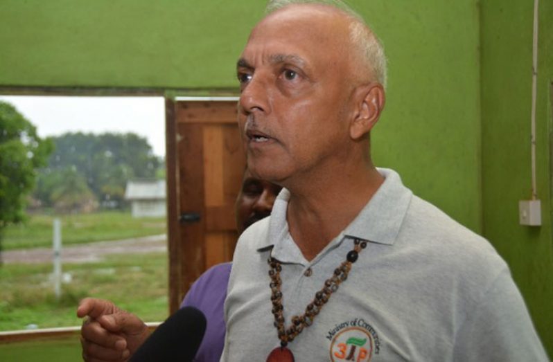 Minister of Communities, Ronald Bulkan, speaking to the DPI during a visit to the community of Shulinab in Region 9