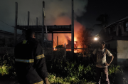 The house at 'D' Field, Sophia, Greater Georgetown on fire