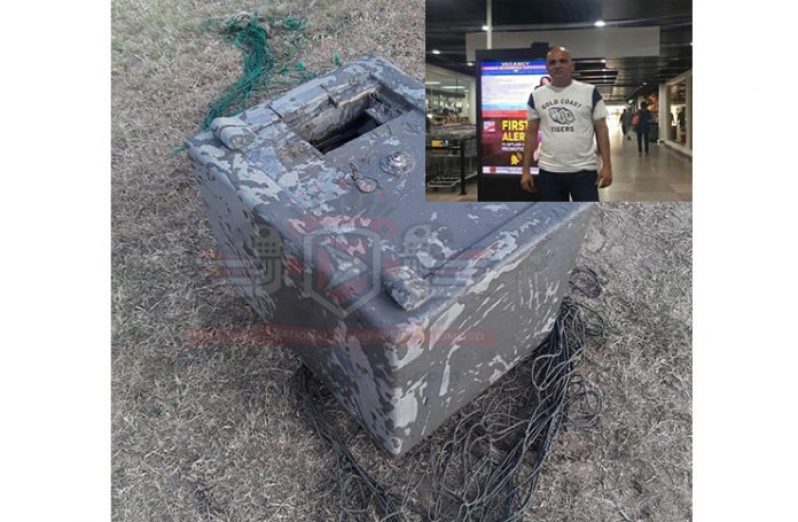 The safe which the police recovered. (Inset of Lomenzo Jhonny)