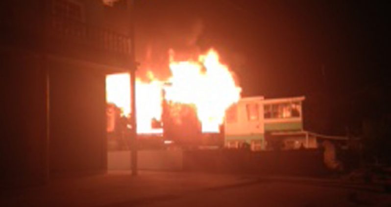 The abandoned Campbellville home on fire