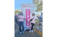 Rhonda Bobb (right) and Andrea Narine, the organisers of the breast cancer awareness walk held in Queens, New York