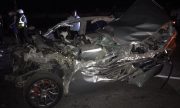 The car driven by Stephan Stewart in the aftermath of the accident
