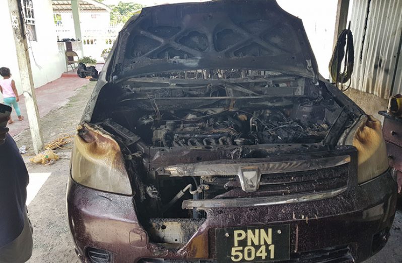 The car that caught fire at the workshop