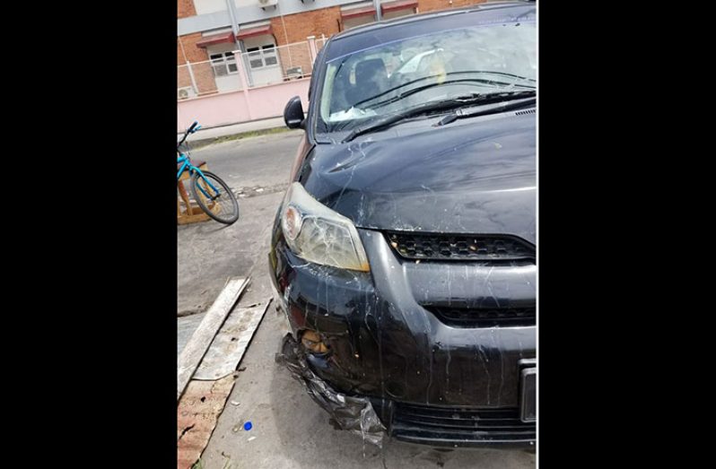 The car that hit the child leaving the GPHC on Sunday