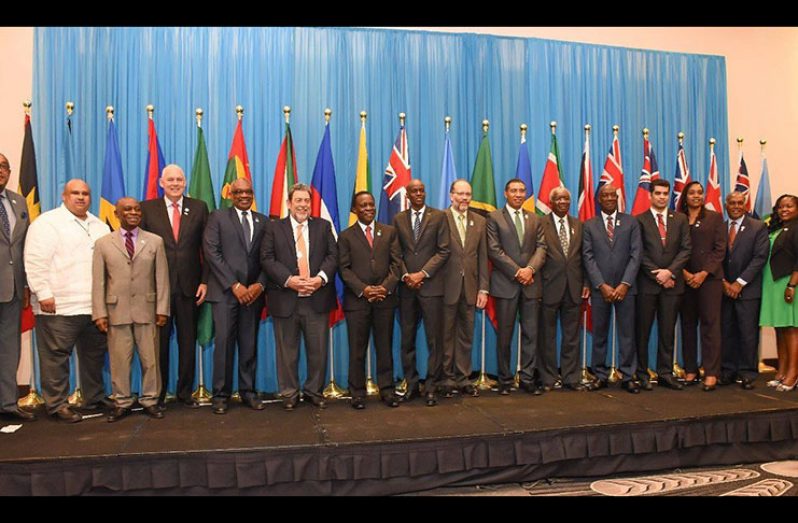 CARICOM leaders at the 29th Inter-Sessional Meeting of Heads of Government of the Caribbean Community. Second Vice President and Minister of Foreign Affairs, Hon. Carl Greenidge is representing Guyana at the event