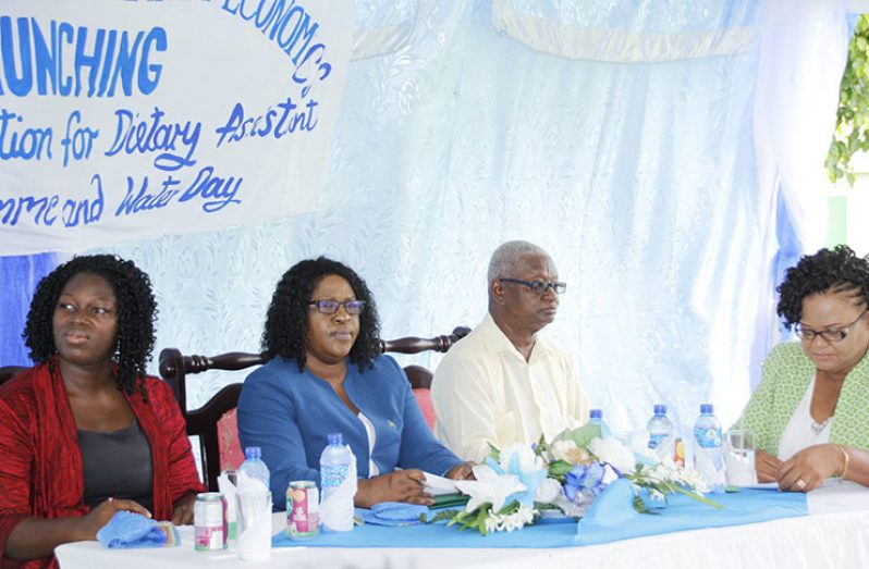 From right: Outgoing Principal of CSHE Penelope Harris; Director (ag) of CTVET Jerry Simpson; Minister within the Ministry of Public Health, Dr. Karen Cummings; and Coordinator of the USC Mignon Maynard-Sancho
