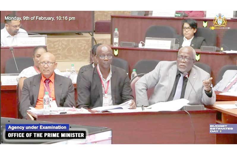 Prime Minister, Brigadier (Ret’d) Mark Phillips along with his team during the consideration of estimates and expenditure on Monday night