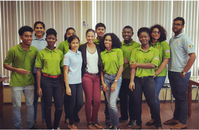 Aretha Majeed, U.S. Embassy Georgetown, alongside group of Youth Ambassadors Alumni (YAP 2015-2016).  (Source: Marissa Foster)