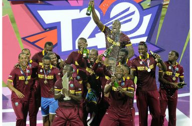 Flashback: West Indies players celebrate after winning the 2016 T20 World Cup.