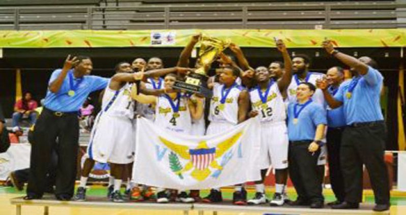 The US Virgin Islands (USVI) were crowned champions of the 2015 Caribbean Basketball ConfederationT (CBC) Men’s Championship last Sunday with a stirring 71-65 win over defending champions Bahamas at the Multi-Purpose Sports Complex in Road Town, Tortola. Photo: Charlie E. Jackson/VINO
