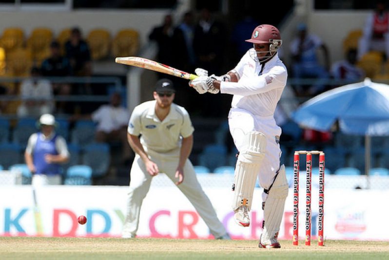 Shivnarine Chanderpaul has now scored 11 374 runs in his 155th Test. In this WICB photo he pulls to leg during his knock of 47.