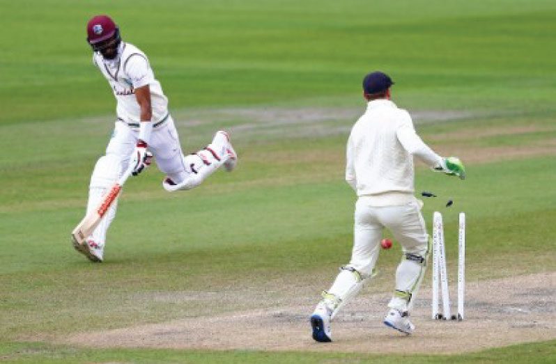 Royston Chase fails to make his
ground over a quick single and falls
via the runout root (Getty Images)