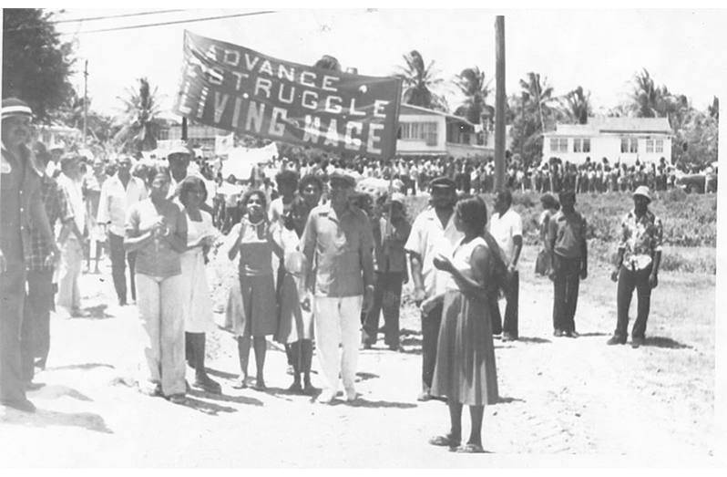Former President of Guyana and PPP founder, Dr Cheddi Berret Jagan leading a May Day parade in 1987