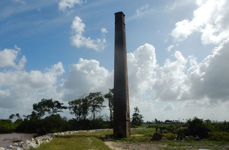 The tall brick chimney at Aurora, Essequibo Coast