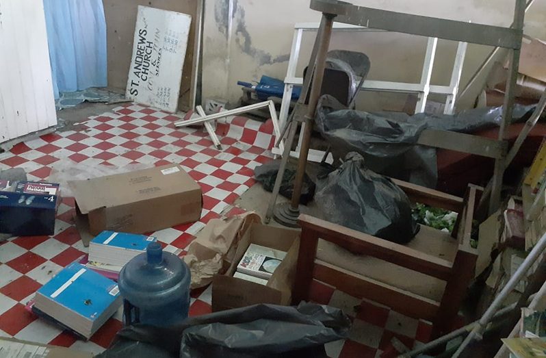 A ransacked section of the church