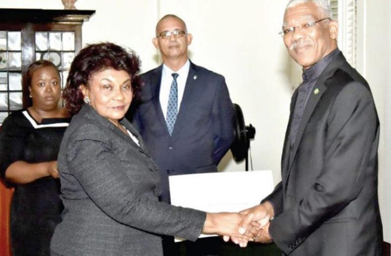 President David Granger on January 11, 2017 presented to Justice Claudette Singh, her Commission of Appointment as Senior Counsel