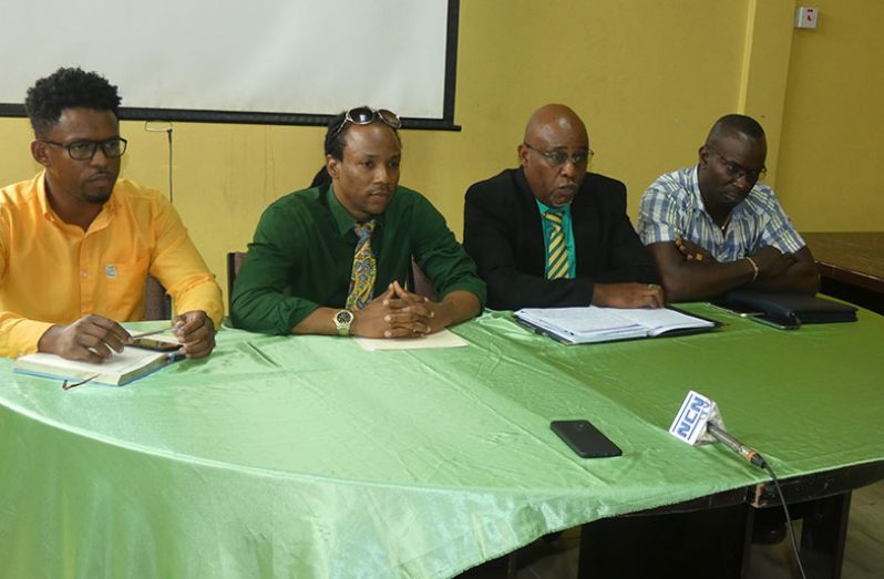 From left- AFC Region 10 Chairman Devin Sears; MP Jermaine Figueira; MP Audwin Rutherford and Deputy Mayor Wainwright Bethune