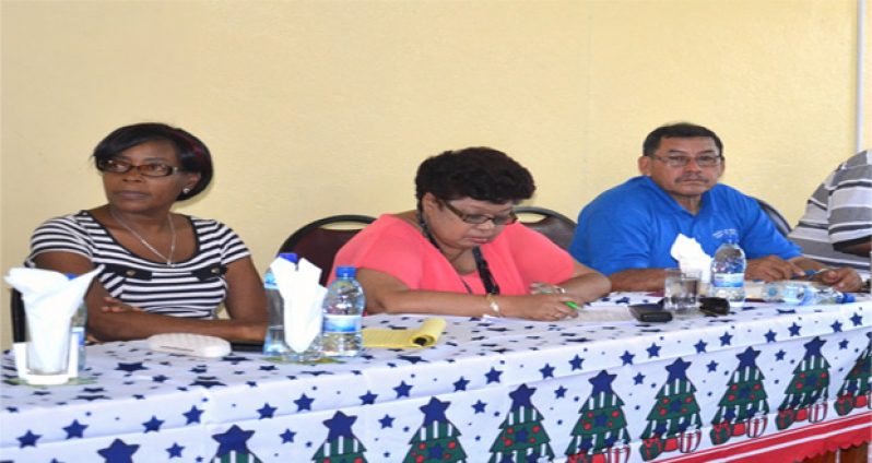 Project Officer, Ministry of Social Cohesion, Sharon Patterson;  Minister of Social Cohesion, Amna Ally and Vice President and Minister of Indigenous People’s Affairs, Sydney Allicock