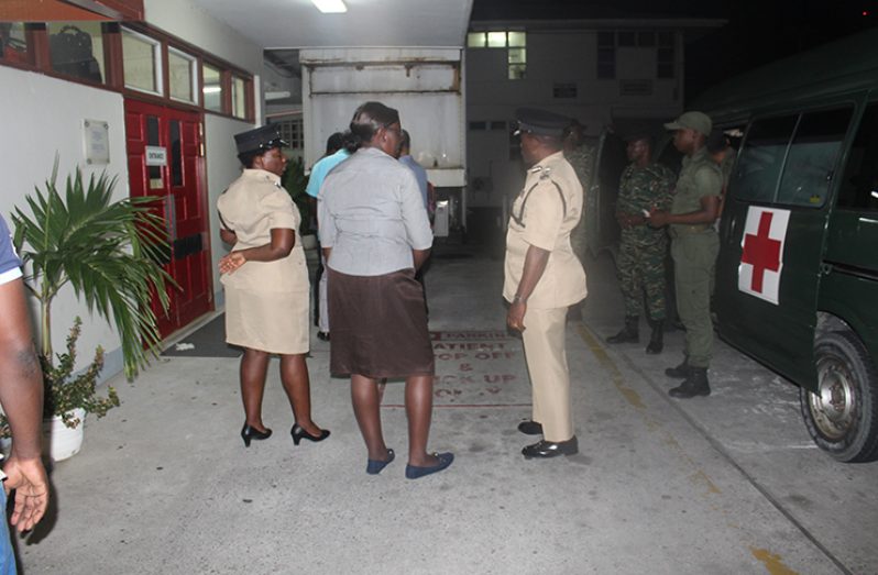 Senior police officers visiting the injured rank