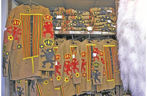 "Gilles of Binche" costumes at Louis Kersten’s workshop (REUTERS/Yves Herman)