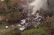 The scene of the plane crash in Vinhedo, Brazil, on Friday. (Reuters)