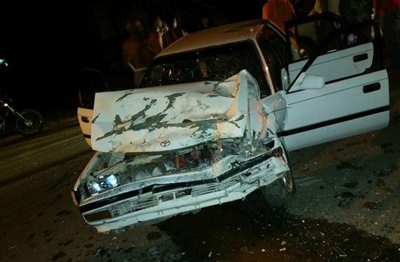 One of the vehicles involved in the accident