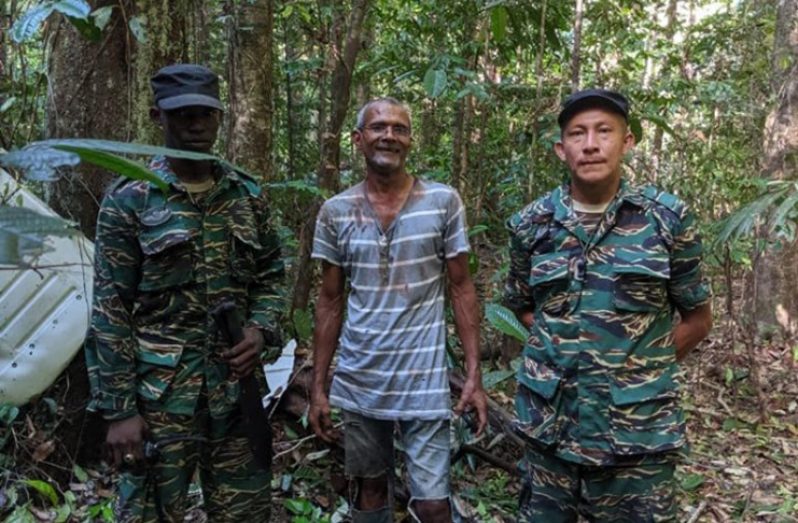 Guyana Defence Force soldiers assisted in rescuing the pilot following the accident