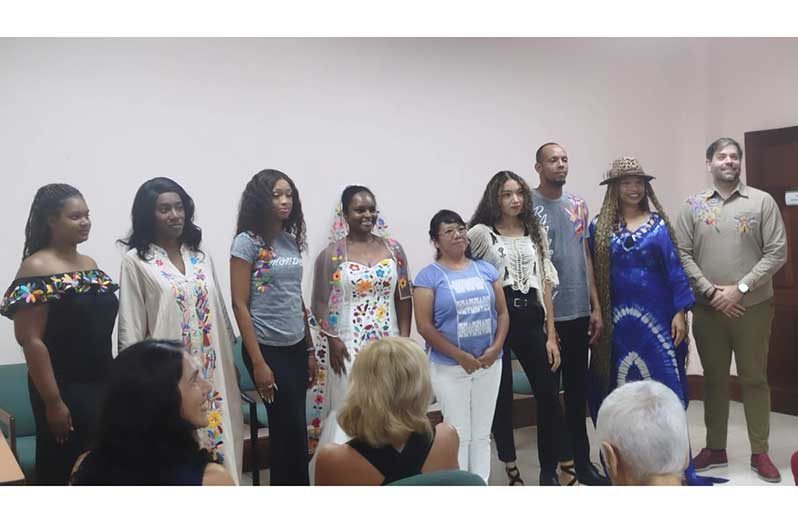 Guyanese fashion designer, Sonia Noel and Mexican artisan Rosa Gonzalez Hernandez during the inaugural Creative Conversations event hosted by the Embassy of Mexico in Guyana